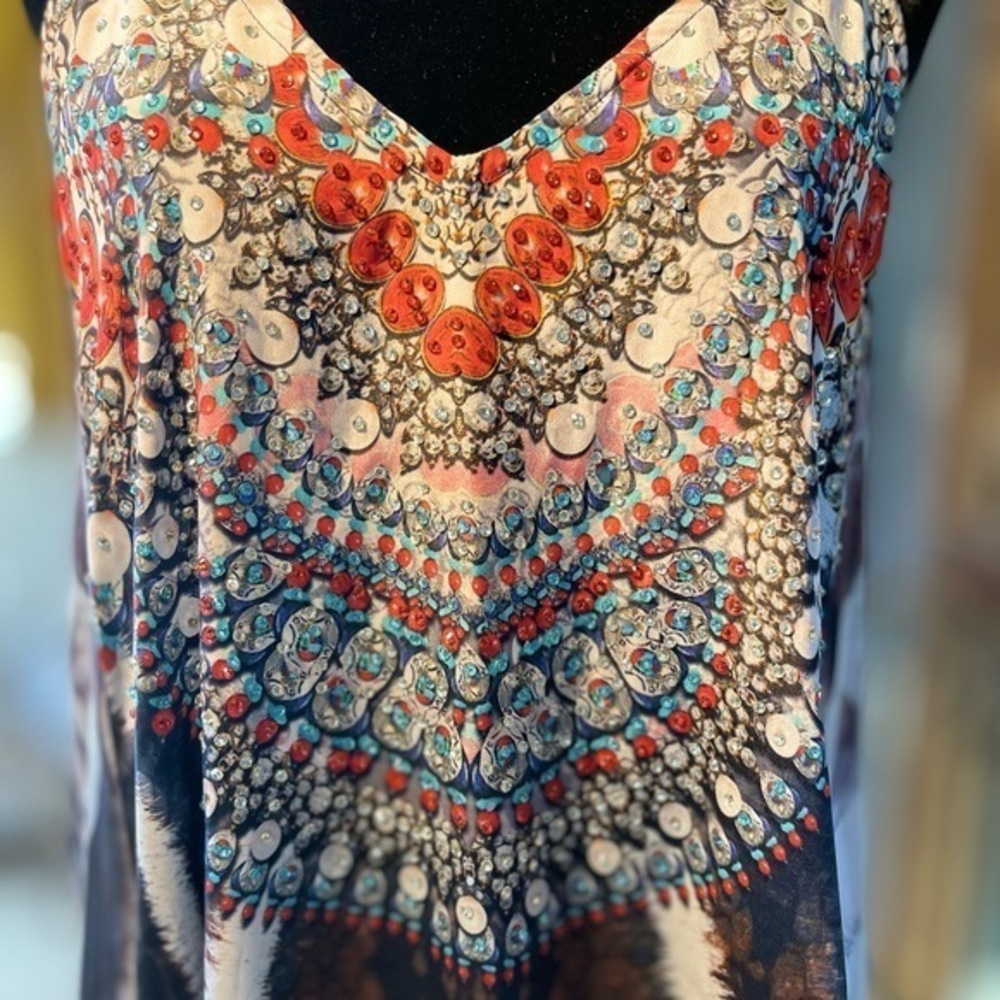 True Colours By La Moda: elegant sequin beaded animal print maxi dress w/pockets